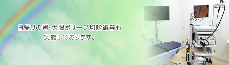 胃・大腸ポリープ切除も日帰りで可能です